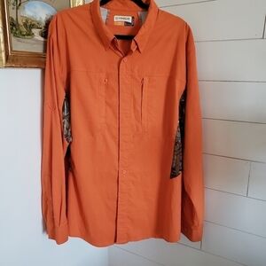 Magellan Outdoors Hunt Gear Mag Wick orange/camo long sleeve button down Large